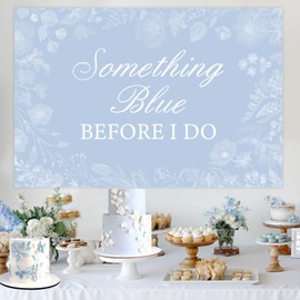 Jollyboom Something Blue Before I Do Bridal Shower Backdrop, Something Blue Bridal Shower Decorations 5 x 3Ft Retro Floral Blue Photo Background for Bridal Shower Bachelorette Engagement Wedding Party