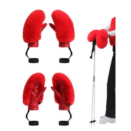 GSOU SNOW Women Ski Gloves Snowboard Gloves Faux Fur Palm Sheepskin Warm for Winter
