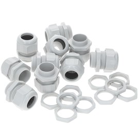 Pack of 10 Kalitec PG9 Cable Gland Plastic 1.5-6.0 mm Clamping Range I PG9 Locknut Plastic Light Grey I Waterproof Cable Guide
