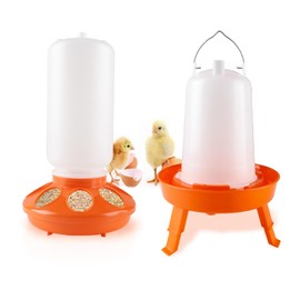 Chick Feeder Waterer Kit, 1L Chicken Feeder and 1.5L Chick Waterer Set with 3 Adjustable Heights, Hanging Chicken Water Feeder for Baby Chicken Quail Duck Poultry