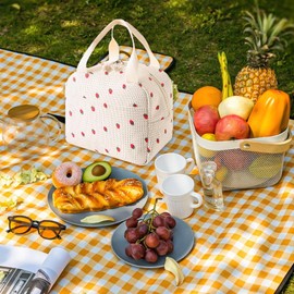 Adult Lunch Bag,Portable Insulated Lunch Bag for Women Men,Large Corduroy Packed Lunch Bags Cool Bag,Lunch Tote Bags for Women,Ladies Lunch Bags for Work School Picnic Travel