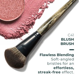 Rose and Ben Beauty C41 Blush Brush | Professional Brush for Flawless Makeup Application | Angled Non-Shedding & Cruelty-Free for Pressed, Powder, & Cream Cosmetics