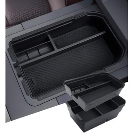 KATORN Double Layer Center Console Organizer Tray Storage Box for Toyota Land Cruiser Prado J250 LC250 2025 2024, Interior Accessories Armrest Insert Tray Storage Box for 2024-2025 Land Cruiser, Black