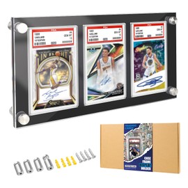 Black 35PT Graded Card Display Wall Mount with Screw - Acrylic 3 PSA Slab Holder - Baseball Card Frame -Collectibles Sports Card Stands for Showcase Display (3-Slot Wall Frame)