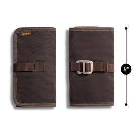 LOCHBY® Art & Electronic Organizer | EDC Roll-Up Tool Bag for Pen Lovers & Tech | Multi-Pocket with Elastic Loops for Pens, Cables, External Hard Drives | Stylish Waxed Canvas & Durable Aluminum Hooks