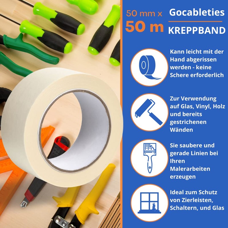 Gocableties Crepe Tape, Premium Painter's Tape for Painting and Decorating,