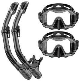 Lealinga Snorkel Set Adults 2Pack, Snorkel Mask Anti-Fog Panoramic View Diving Mask Dry Top Snorkel Kit with Travel Bag Diving Set for Snorkeling Scuba Diving Swimming Travel