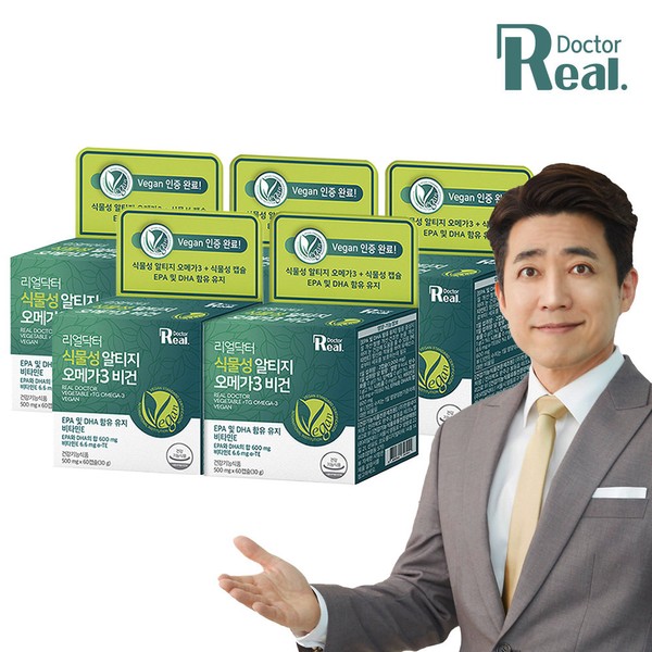 Real Doctor Vegetable-based Altige Omega-3 Vegan 500mg x 60 capsules, 5 boxes (5-month supply) / 리얼닥터 식물성 알티지 오메가3 비건 500mg x 60캡슐 5박스 (5개월분)