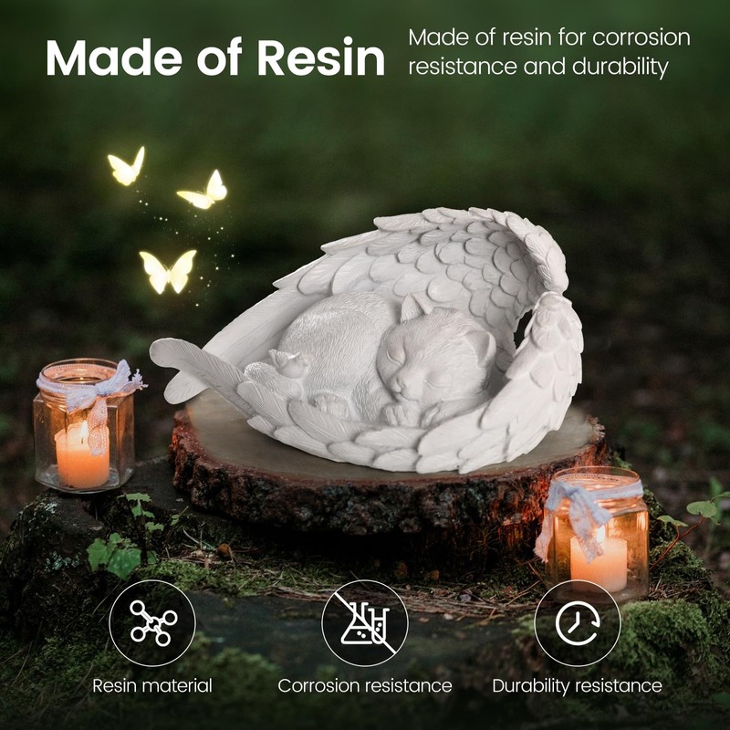PUPIHOM Angel Pet Memorial Stone for Cats, Indoor Outdoor Cats