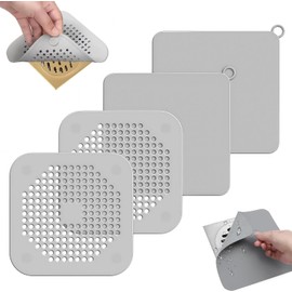 Hopeway 4 PCS Tapón de Silicona para Desagüe de Suelo,Gris