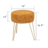 Adeco Round Brown Vanity Stool Chair, Upholstered Makeup Foot Stool