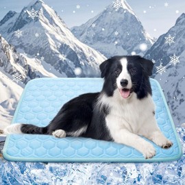 Dog Cooling Mat, Washable Pet Cooling Mat for Cat, Pet Cool Mat Ice Silk Cushion for Dogs Cats in Hot Summer, Durable Cool Pad Waterproof & Easy Clean (Blue 62 * 50)