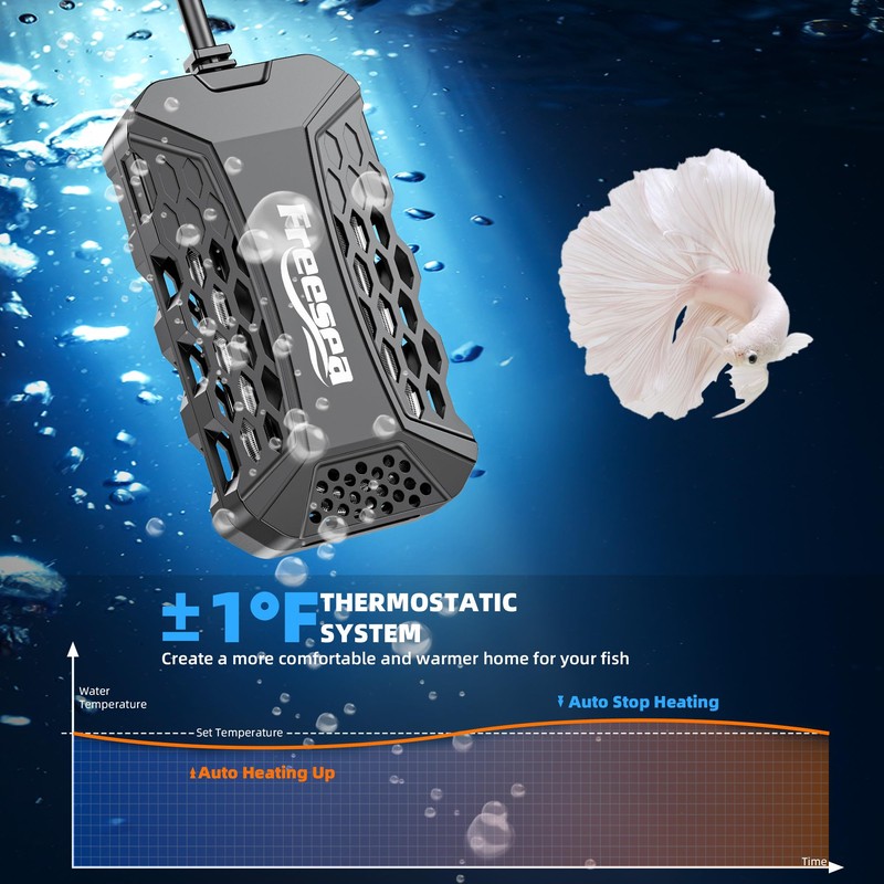 FREESEA Aquarium Fish Tank Heater: 100W Submersible Aquarium Heaters with