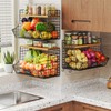 Extra Large Fruit Basket for Kitchen with Wood Lid Nameplate