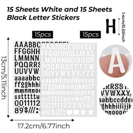 15 Blatt White Letter Stickers Buchstaben Zahlen Aufkleber Kit Buchstaben Aufkleber Selbstklebend Wasserfeste Vinyl Alphabet Nummer Sticker für Scrapbook Grußkarte Aufkleben zur Dekoration