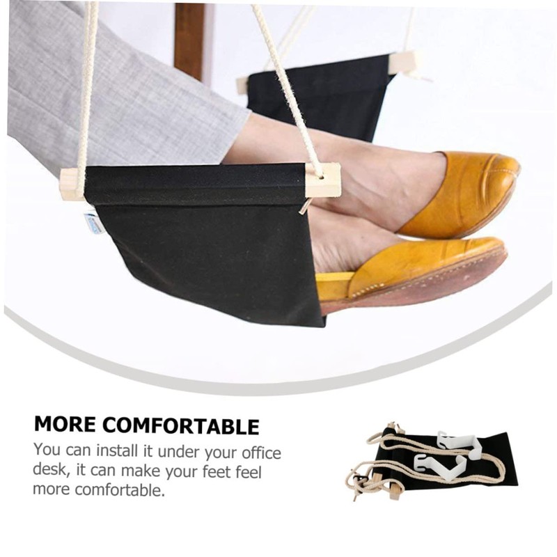 Operitacx Foldable Foot Hammock for Desk Black Foot Sling Office