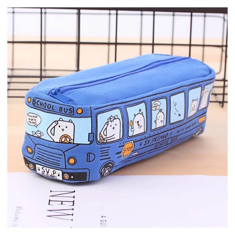 School Bus Pencil Case for Students – Large Capacity Cartoon