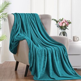 Cuddly, Fluffy Blanket, 130 x 160 cm - Small Fleece Sofa & Couch Blankets, Super Soft, as Sofa Throw, Blue Green