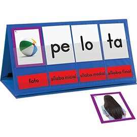 Really Good Stuff Spanish Word Building Desktop Pocket Chart Tent, 95 Cards Total, Grades PreK-2