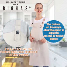 BIGHAS H Back Style Apron with Pocket for Women, Men Adjustable Large Size Comfortable, Kitchen, Home, Cooking 16 Colors (Scuba Blue)