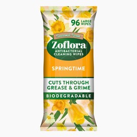 Zoflora Springtime Biodegradable Wipes, Antibacterial Multi-surface Cleaning Wipes, Kills 99,9% of Bacteria & Viruses, Convenient, Quick Cleaning, 1 Pack (96 Sheets)