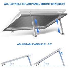 4PCS Adjustable Solar Panel Tilt Mount Brackets Aluminum Alloy Mounting Bracket Stand Systems Support 50W 70W 100W 150W 200W 300W 400W Solar Panels for Ground, Roof, Boat, Wall ,Railer, RVs