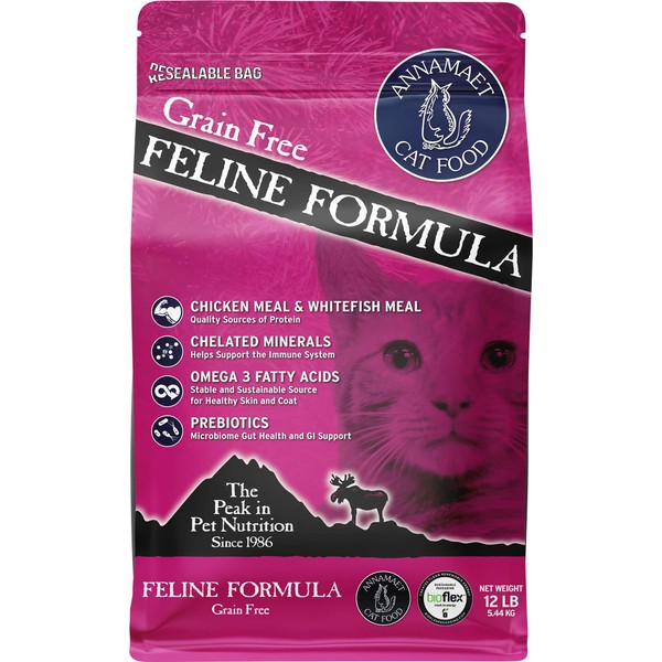 Annamaet Grain-Free Feline Formula Dry Cat Food, (Chicken & Fish),