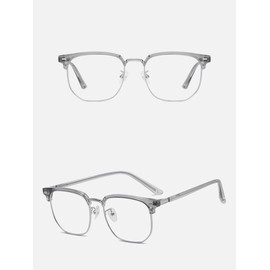 ICARA 3 Pack Blue Light Blocking Glasses Vintage Half Frame UV Clear Lens Anti Eyestrain Computer Gaming Glasses for Women Men (Grey Silver C5, 2.5, x)