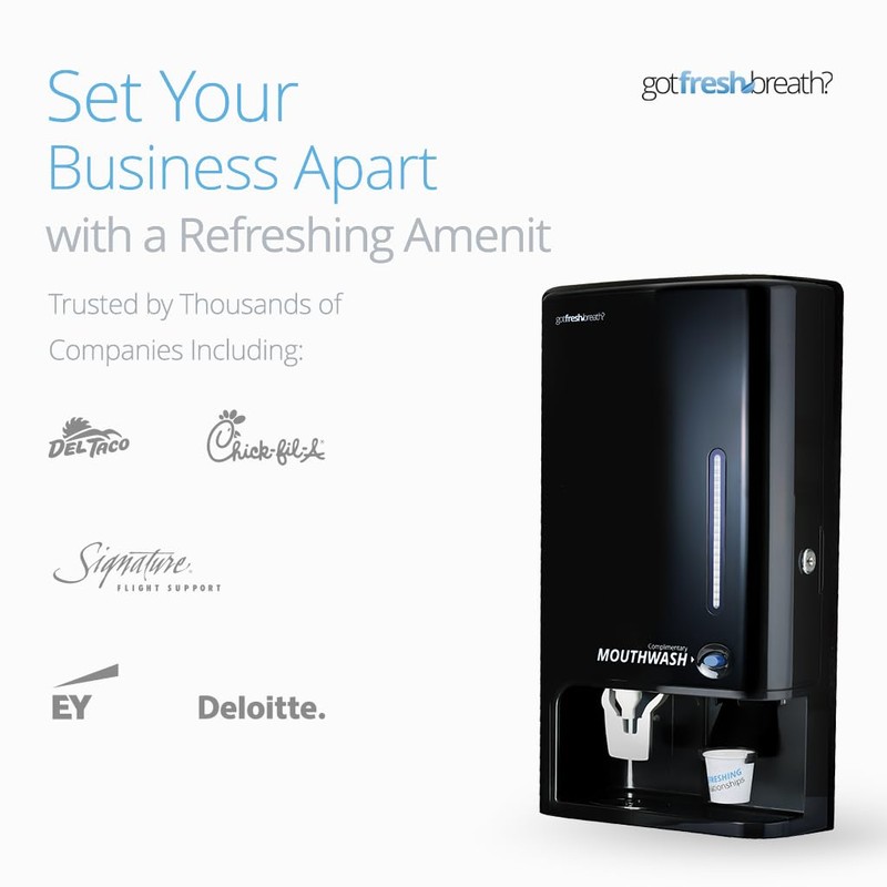 GotFreshBreath Commercial Mouthwash Dispenser with Cup Holder – Standing or