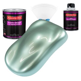 Restoration Shop - Frost Green Metallic Acrylic Urethane Auto Paint - Complete Quart Paint Kit - Professional Single Stage High Gloss Automotive, Car, Truck Coating, 4:1 Mix Ratio, 2.8 VOC
