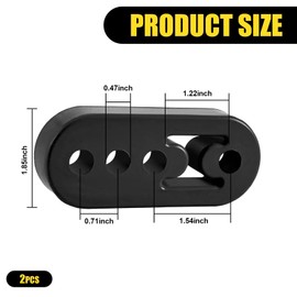 2 PCS Car Muffler Exhaust Hanger, 0.47"/12mm Hole Diameter Heavy Duty Insulated Rubber Exhaust Bracket, Adjustable Exhaust System Muffler Bracket Mount, Universal Automotive Accessories (Black)