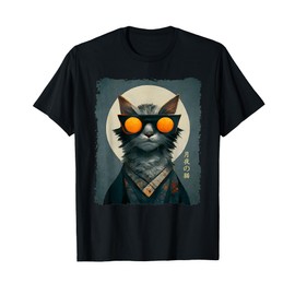 Cat Wearing Kimono Japanese Art Kanji Japanese Cat T-Shirt