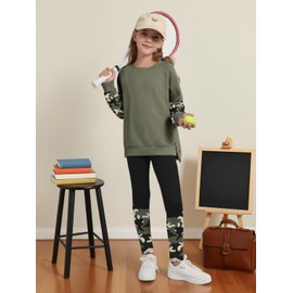 Naiyafly Girls Clothes Set Kids Tracksuit Long Sleeve Print Sweatshirt and Sweatpants Legging Loungewear Activewear Fall Winter 2 Piece Outfit for Teen Girls 6-13 Years