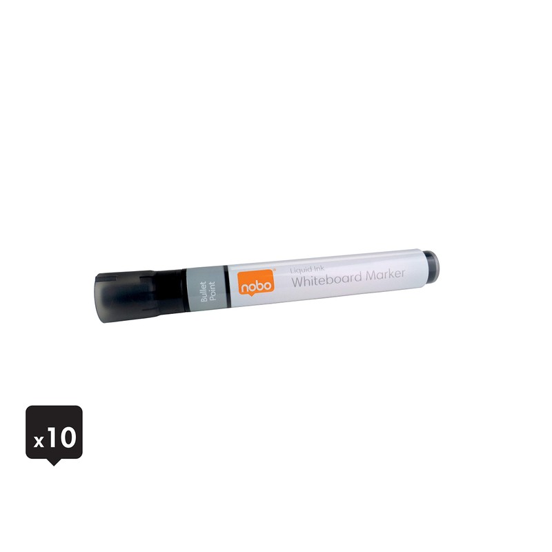 Nobo Liquid Ink Drywipe Whiteboard Pens, 3 mm Bullet Tip,