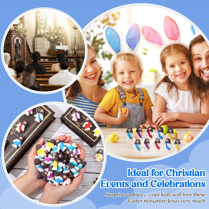 Bememo 200 Pcs Mini Jesus Figure Bulk Easter Tiny Jesus