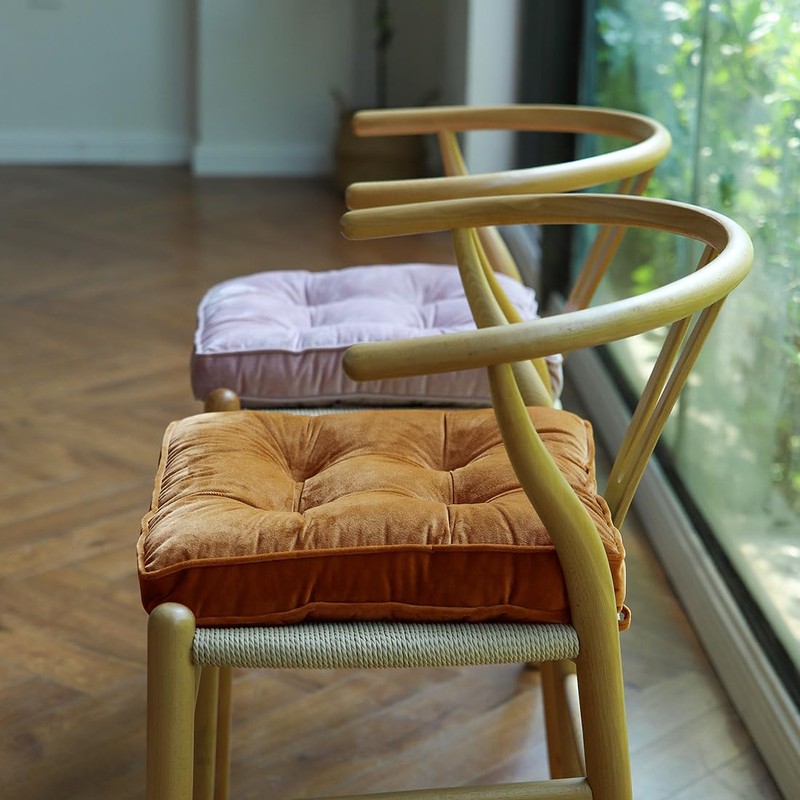 vctops Fall Soft Velvet Chair Pads with Ties Comfy Solid