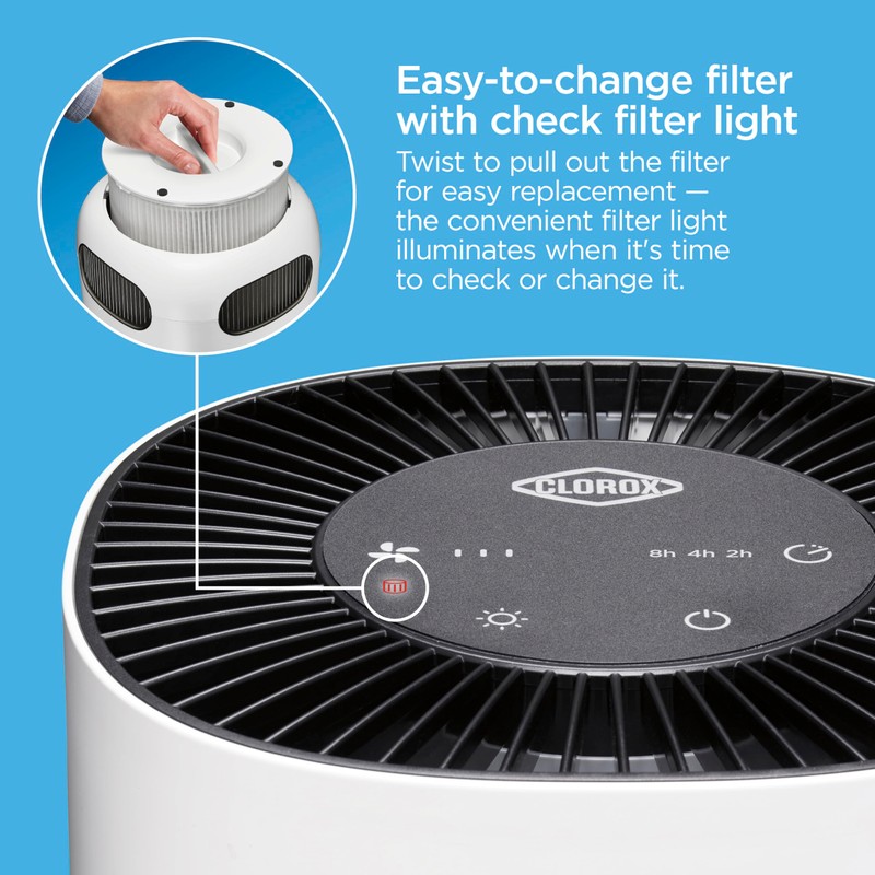 Clorox Air Purifiers for Bedroom Home, True HEPA Filter, Small