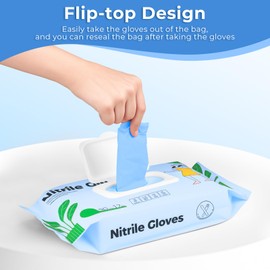 Disposable Nitrile Gloves - Pack of 50, Extended Cuff Cleaning Glove, Powder-Free and Food Certified, for Dishwashing, Cooking, Household (Blue, Large)