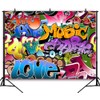 DePhoto 7x5Ft Graffiti Backdrop 80s 90s Hip Hop Themed Party