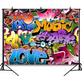 DePhoto 7x5Ft Graffiti Backdrop 80s 90s Hip Hop Themed Party Decorations Backdrop Urban Street Hip Hop Background Art Graffiti Fashion Decorations Supplies Photo Studio Props