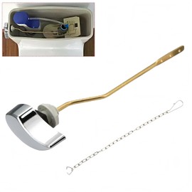 Banhey Toilet Cistern Side Flush Lever, Compatible with TOTO, Solid Brass Rod Body Side Mount Polished Chrome Trip Lever with Hook-Style Chain, Bright Silver, 1 Pack