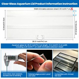 NestEcho 29.21in(L) × 12.4in(W) X0.16in(Thickness) Foldable Glass Fish Tank Lid, Aquarium Hood top lid Cover Suitable for 29 Gallon Aquarium Fish Tank