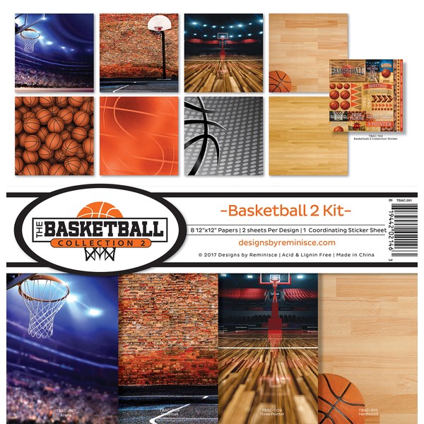 Reminisce Basketball Collection 2 Scrapbook Kit, Vin Tall, 27.6"X35.4"