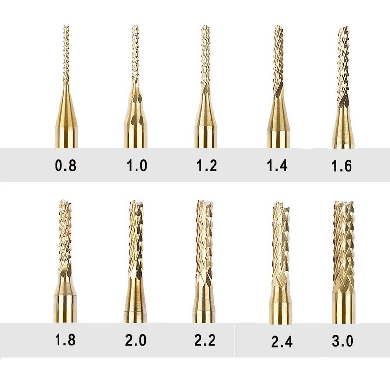 Titanium Coated Engraving Milling Cutter Carbide Bits, 0.8-3mm, 1/8'' Shank,