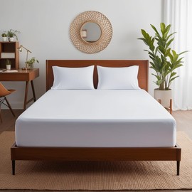 Fitted Sheet Super Soft 100% Egyptian Cotton Cosy Easy Care Bed Linen Luxury & Ultra Soft Hotel Quality Bedding Bed sheet 30cm Deep Non Iron (White, Single)