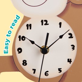 Fantasy Fields Sunny Safari Nursery Clock, Decorative Silent Non-Ticking Kids Wall Clock for Classrooms, Kids Bedrooms, & Playrooms, Monkey Wall Decor, Brown