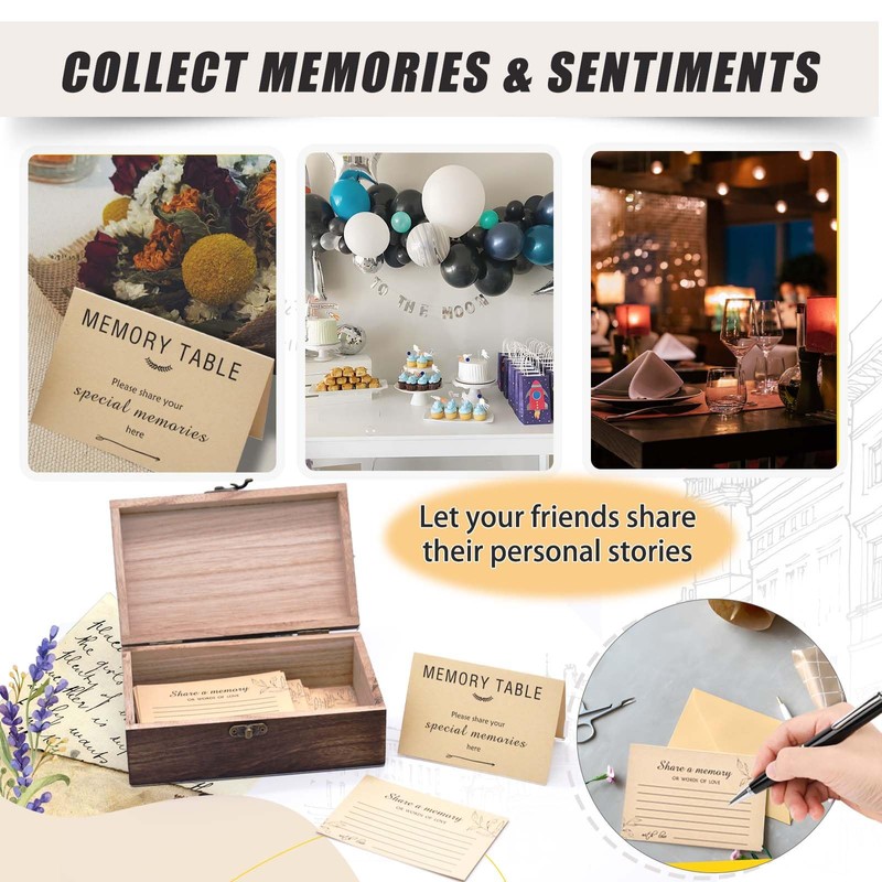 Oxmidud Wooden Share Love & Memories Box with 50 Pcs