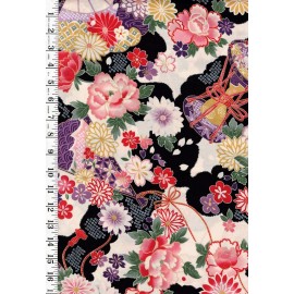 KOKKA - Colorful Floral Fans & Drums - YGA- 61040-2D40-Bla