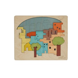 EKOPLAY’s Multi Layered Wooden Puzzles for Kids, 23 Piece Jigsaw Puzzle for School Kids, Learning Educational Toys Gifts for Boys Girls. Construction Puzzles Sets, City Construction.