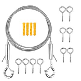 Wire Rope Tensioner Set, 5 m Stainless Steel Wire Rope, 2 mm PVC-Coated Rope Tension Set for Tent Rope, Washing Line, String Light Suspension, Curtain Rope, Climbing Plants, Shower Curtain Rope
